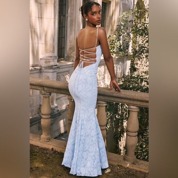 HOUSE OF CB 'Joan' Bluebell Lace Up Back Maxi Dress NWOT Size XS - Picture 14 of 16